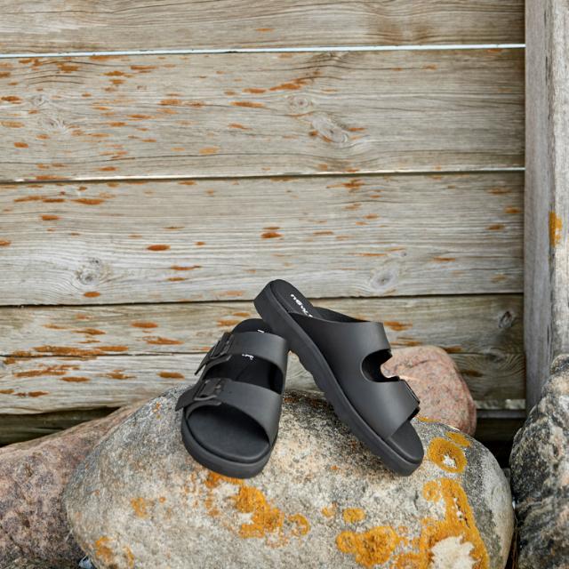 Slip in sandal med to spænder til regulering