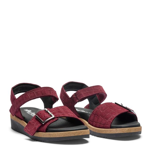 Damesandal med justerbar velcrorem og spænde