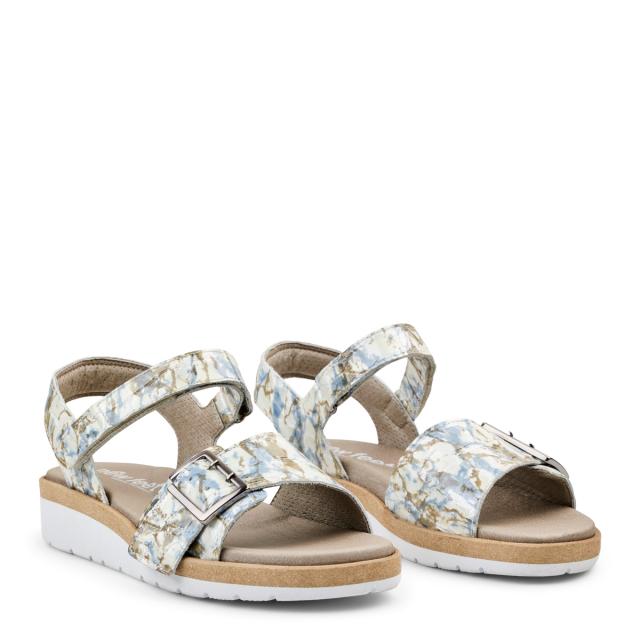 Damesandal med justerbar velcrorem og spænde