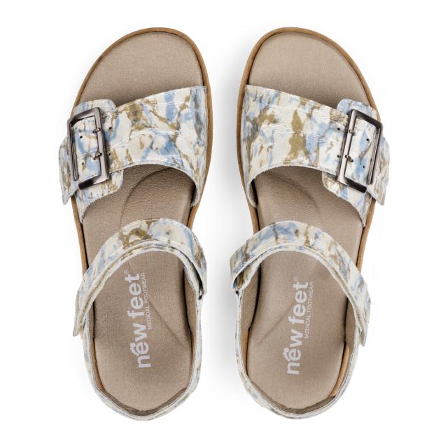 Damesandal med justerbar velcrorem og spænde