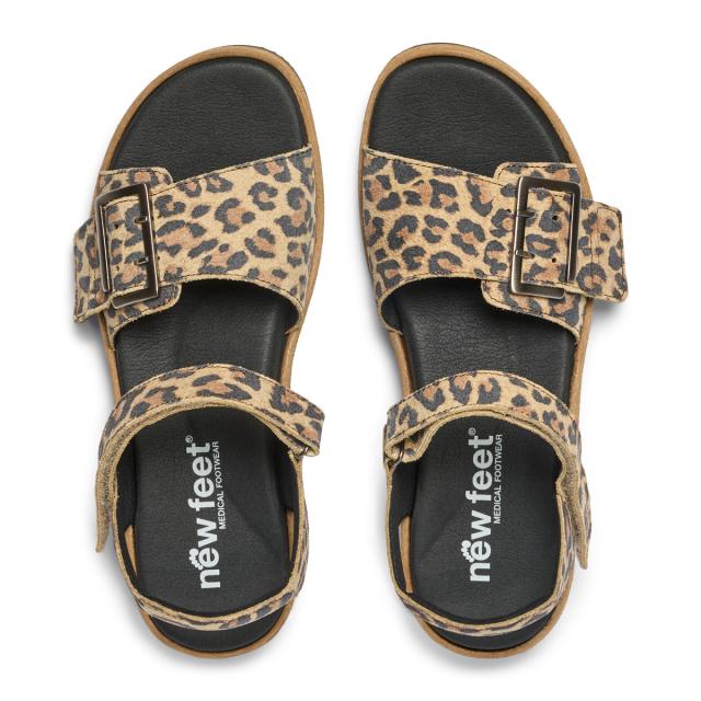 Damesandal med justerbar velcrorem og spænde