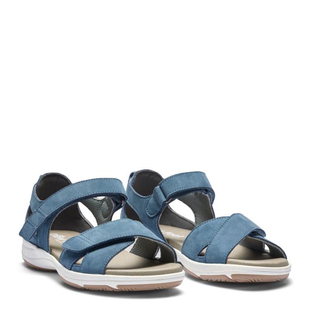 Sandal med justerbare velcroremme og halvåben hælkappe til damer