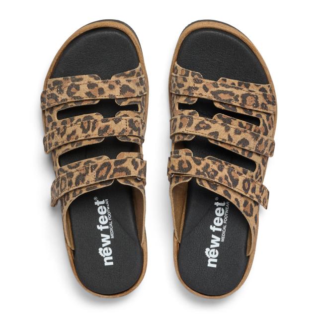 Slip-in sandal til damer med tre regulerbare velcro remme